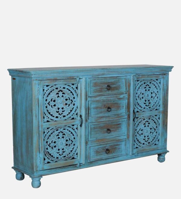 Blue Solid Wood Sideboard